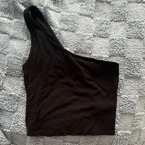 Garage Black One-Shoulder Crop Top